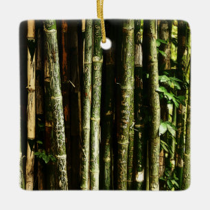 Groene Bamboe Met Thaise Gravures Keramisch Ornament