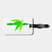 Groene bamboe stengel met tropische bladeren bagagelabel (Achterkant horizontaal)
