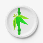Groene bamboe stengel met tropische bladeren papieren bordje (Voorkant)