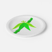 Groene bamboe stengel met tropische bladeren papieren bordje (Gekanteld)