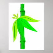 Groene bamboe stengel met tropische bladeren poster (Voorkant)