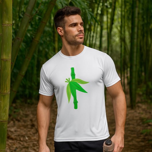 Groene bamboe stengel met tropische bladeren t-shirt