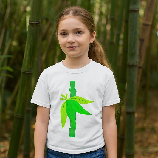 Groene bamboe stengel met tropische bladeren t-shirt