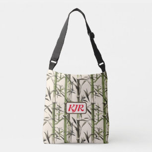 Groene bamboe stengels en bladeren crossbody tas