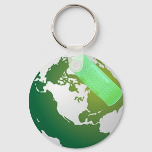 Groene Bandaided Earth Sleutelhanger