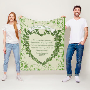 Groene Banner Iers Zegen Klaver Hart Fleece Deken