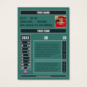 Groene Baseball Trading Kaart  Stats (Achterkant)