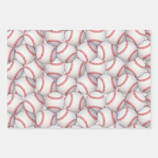Groene Baseball Wrapping Papier Flat Sheet Set van Inpakpapier Vel (Voorkant 2)