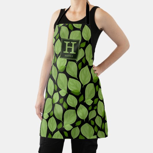 Groene Basil Herb Leaf Pattern Botanical Monogram Schort (Insitu)