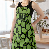 Groene Basil Herb Leaf Pattern Botanical Monogram Schort