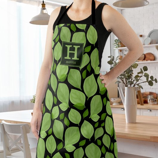 Groene Basil Herb Leaf Pattern Botanical Monogram Schort