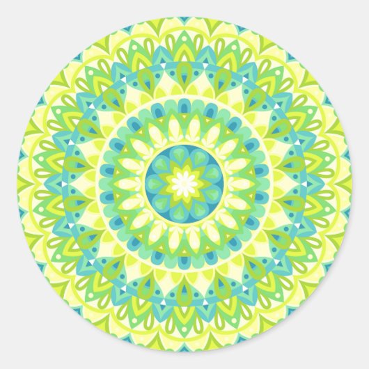 Groene basis Mandala Ronde Sticker (Voorkant)