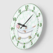 Groene Bathroom Kleine getallen Bubbles Grote Klok (Hoek)