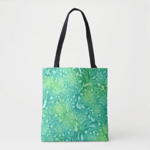 Groene Batik Bloemen canvas tas