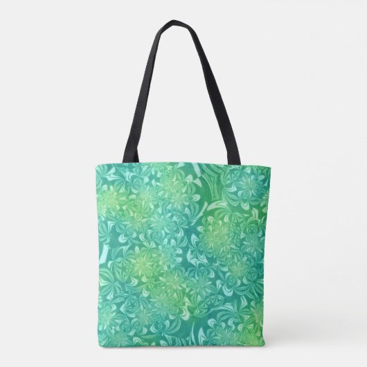 Groene Batik Bloemen canvas tas (Achterkant)
