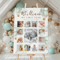 Groene Beary Eerste Verjaardag Foto Tijdlijn