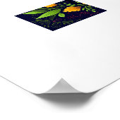 Groene beatle met vlieg en bloemen poster (Hoek)