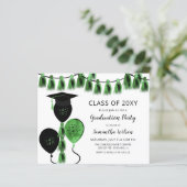 Groene begrotingsballonnen Graduation Invitations (Staand voorkant)