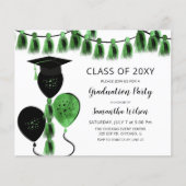 Groene begrotingsballonnen Graduation Invitations (Voorkant)