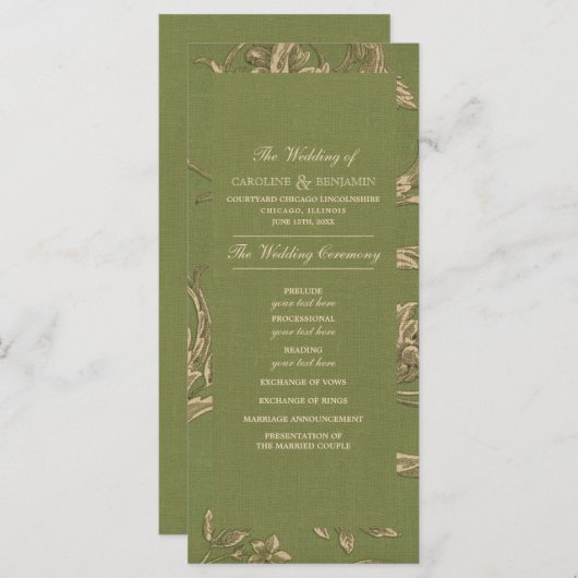 Groene Beige  programma's voor patroonweddenschapp (Voorkant / Achterkant)