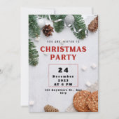 Groene Beige Rood Kerstfeest Uitnodiging (Voorkant)