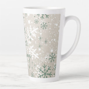 Groene beige sneeuwvlokken houden van Peace Joy Ho Latte Mok