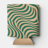 Groene Beige Zebra Stripe Minimalistische Lente Zo Blikjeskoeler (Achterkant)