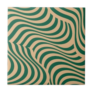 Groene Beige Zebra Stripe Moderne Minimalistische Tegeltje