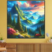 Groene berg - canvas afdruk (Insitu (Woonkamer))