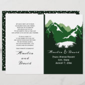 Groene bergen en naaldgevouwen trouwprogramma (Voorkant / Achterkant)