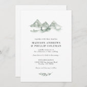 Groene bergen Waterverf Wedding Kaart (Voorkant / Achterkant)