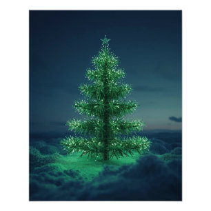 Groene Besneeuwde Kerstboom Poster Perfect Poster