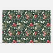 Groene bessen Traditionele Kerstmis Inpakpapier Vel (Voorkant 2)