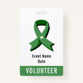 Groene Bewustzijnslint Witte Hart Evenement Badge (Voorkant)