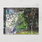 Groene bezoeker van buitenruimtetekort briefkaart (Voorkant)