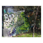 Groene bezoeker van buitenruimtetekort perfect poster (Voorkant)