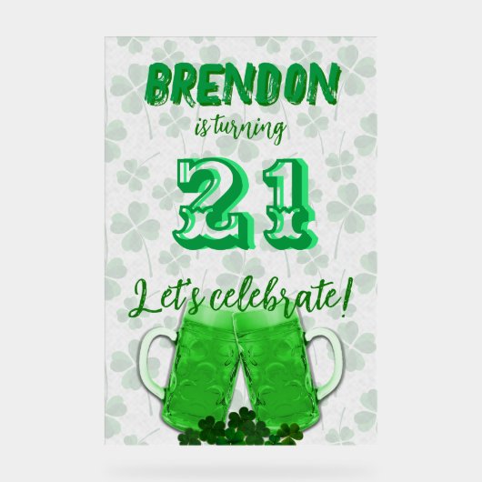 Groene Bier Mokken Verjaardagsviering Acryl Teken Acryl Bord (Voorkant)