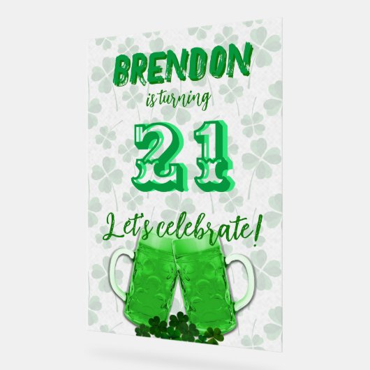 Groene Bier Mokken Verjaardagsviering Acryl Teken Acryl Bord (Hoek)