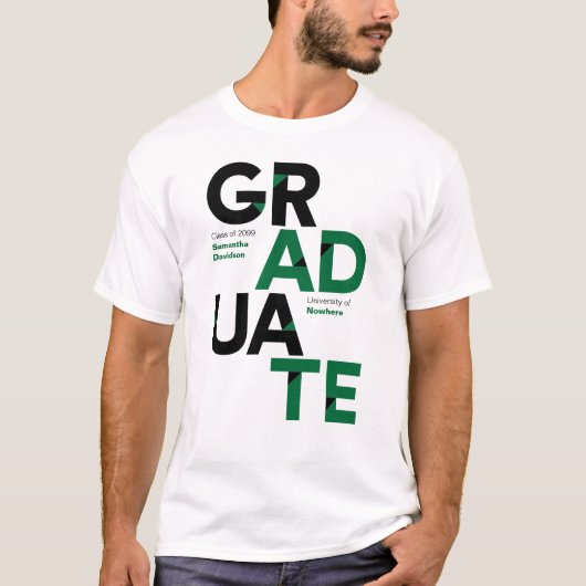 Groene Big Bold Angle-Cut Afstuderen T-shirt (Voorkant)