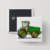 Groene Big Tractor Pins Vierkante Button 5,1 Cm (Voorkant /achterkant)