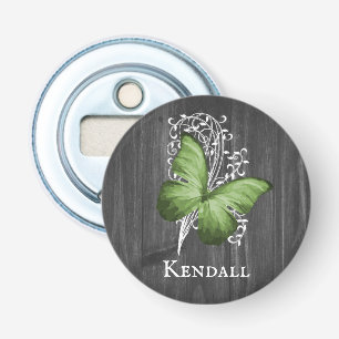 Groene bijtende Butterfly - Aangepaste flesopening Button Flesopener