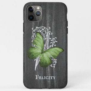 Groene bijtende Butterfly gepersonaliseerd iPhone 11 Pro Max Hoesje