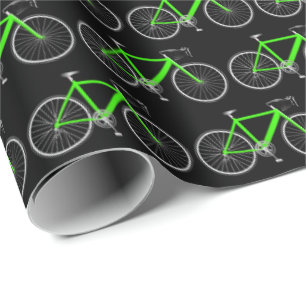Groene bike op zwart omslagpapier cadeaupapier