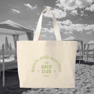 Groene Bikinibroekjes En Martinis De Bach Club Cus Grote Tote Bag