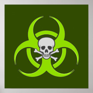 Groene biogevaarsschedel poster