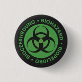 Groene biogevaarwaarschuwing ronde button 3,2 cm (Voorkant)