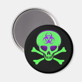 Groene Biohazard Skull Magnet Magneet (Voorkant / Achterkant)
