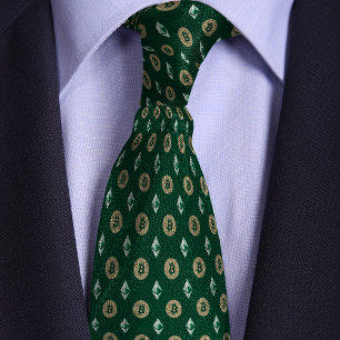 Groene Bitcoin Ethereum Crypto-pictogrammen Stropdas