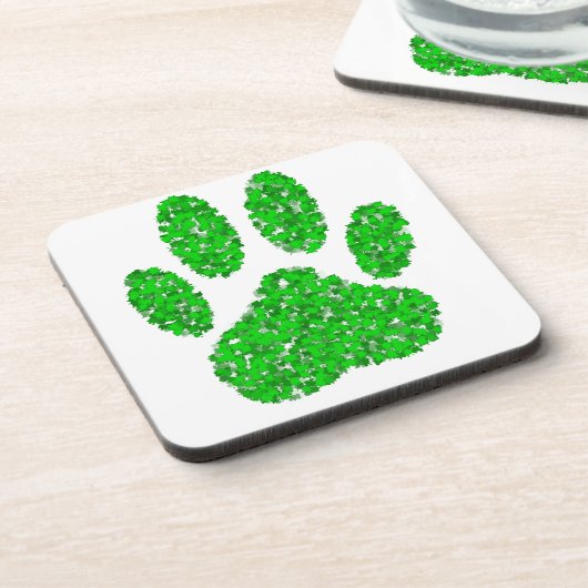 Groene blad afdruk van een hond drankjes onderzetter (Linkerzijde)