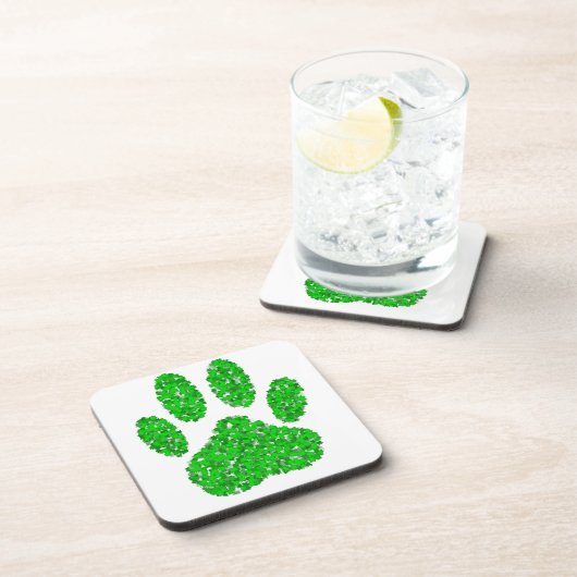 Groene blad afdruk van een hond drankjes onderzetter (Rechterzijde)